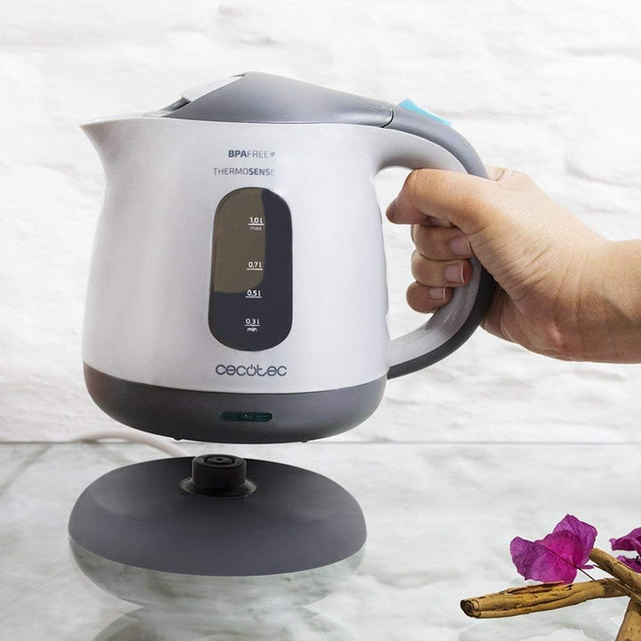 Cecotec Wasserkocher ThermoSense 120 .1 Liter Kapazität, Verwendung ohne Kabel mit 360-Grad-Basis, A