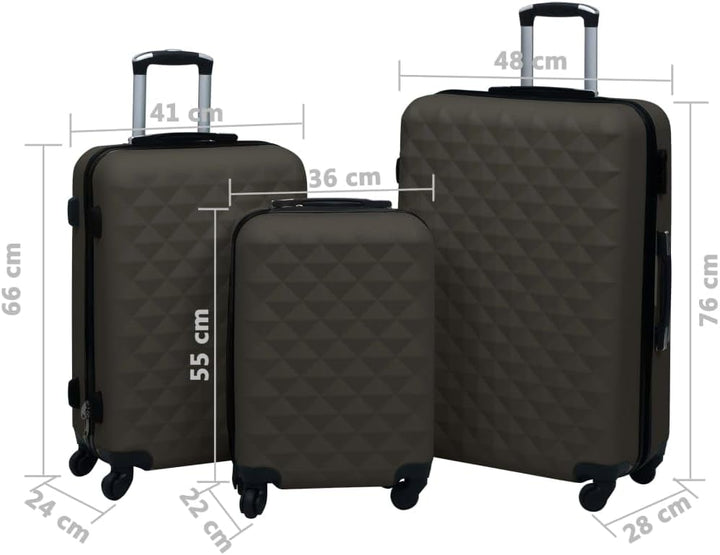 vidaXL Kofferset 3-TLG. ABS Hartschalenkoffer Reisekoffer Set Mehrere Auswahl, Anthrazit