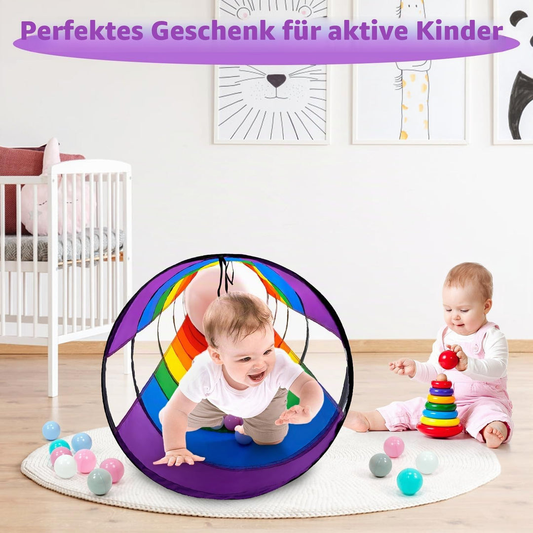 Kinder-Spieltunnel für Kleinkinder, gross, 53,3 cm, buntes Regenbogen-Pop-Up-Krabbelzelt für Baby od