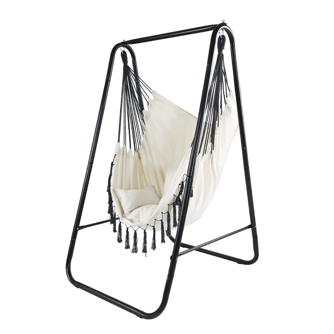 CCLIFE Hängesessel mit Gestell Kissen Hängeschaukel Hängestuhl Bis 100kg Indoor & Outdoor Garten Hän