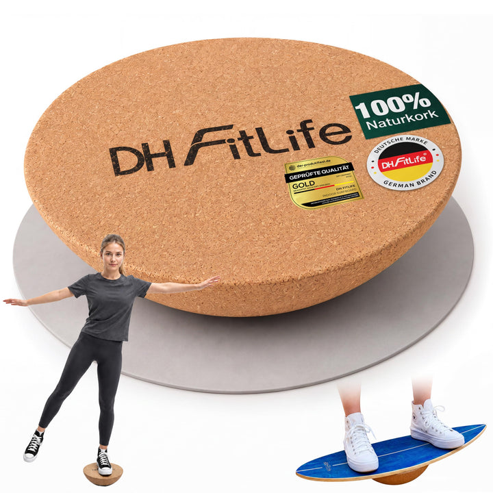 DH FitLife Kork Halbkugel für Surfing Balance Board Erwachsene | 30x10cm ｜360° Half Balance Ball | P