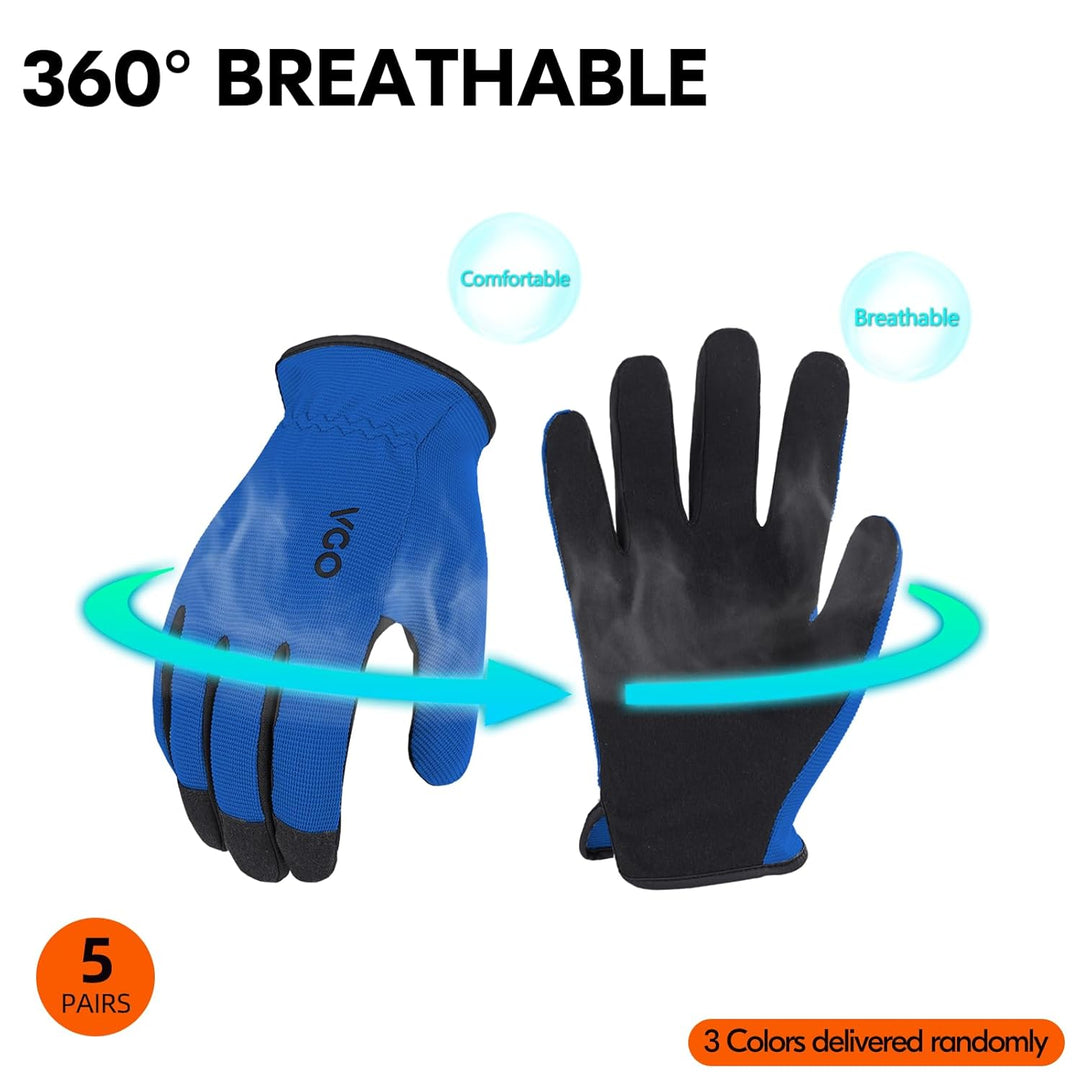 Vgo... 5 Paare Multifunktionale Arbeitshandschuh,Sicherheitshandschuhe,Bauarbeitshandschuhe, Gartenh