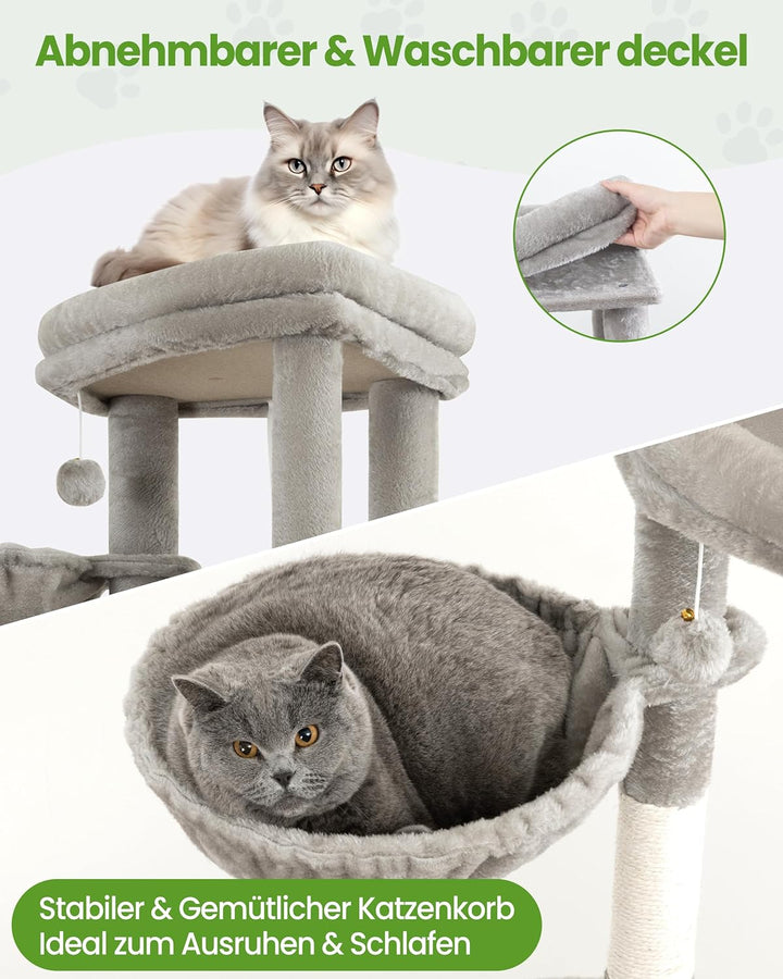 Kratzbaum Gross, Kratzbaum Grosse Katzen Stabil 170 cm hoch - Katzenbaum XL, Mehrstöckiger Katzenbau