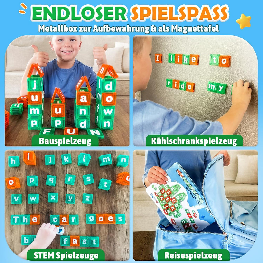 Soyee Magnetbausteine Englisches Alphabet | Magnetische Buchstaben, 56 Doppelseitige Gross- &amp; Kleinb