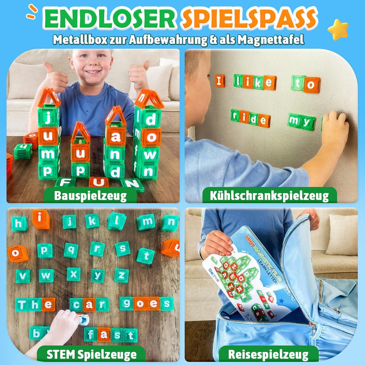 Soyee Magnetbausteine Englisches Alphabet | Magnetische Buchstaben, 56 Doppelseitige Gross- &amp; Kleinb