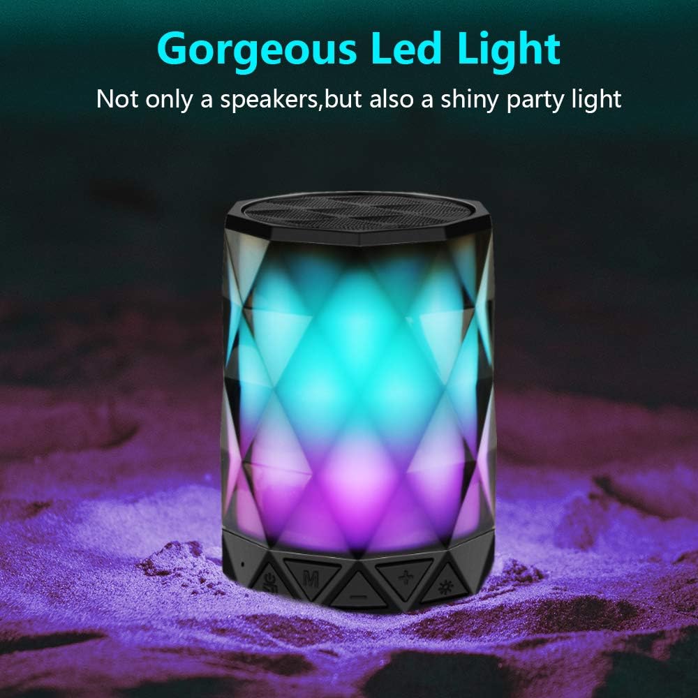 LFS Bluetooth Lautsprecher mit Licht, Musikbox Tragbarer Bluetooth Box wasserdicht, Freisprechfunkti