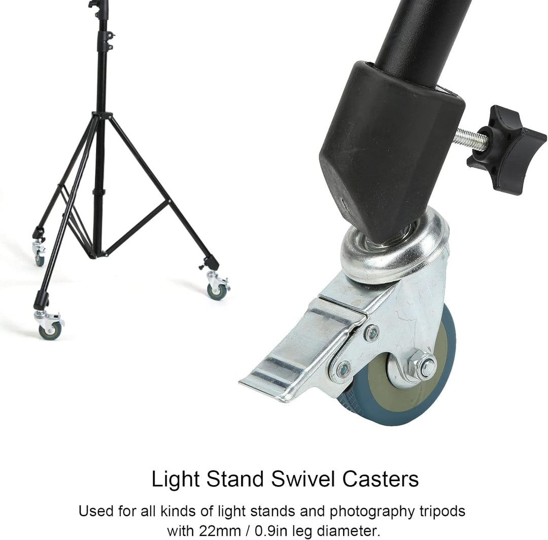 3 Stück Lichtstativ-Lenkrollen, Studio-Lenkrollen, Fotografie-C-Stativ-Rollräder mit Bremse, für Lic