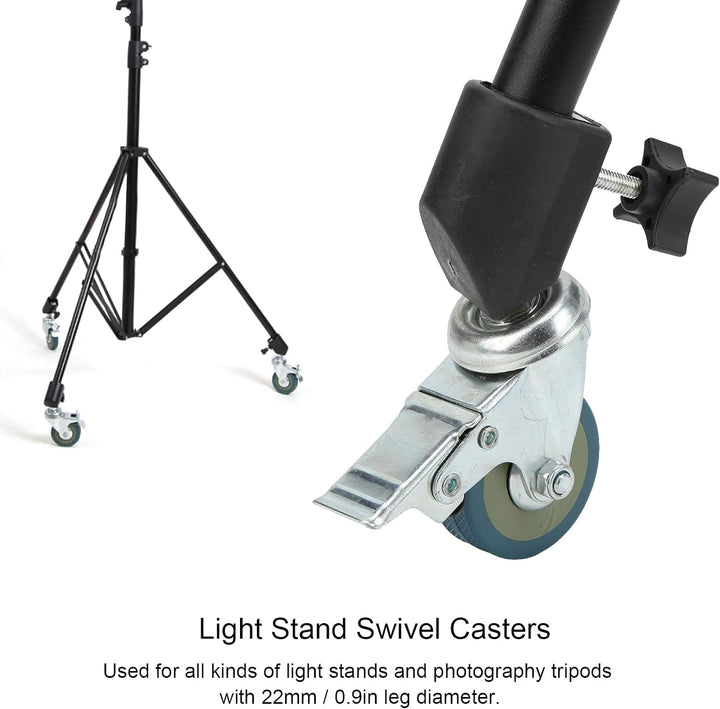 3 Stück Lichtstativ-Lenkrollen, Studio-Lenkrollen, Fotografie-C-Stativ-Rollräder mit Bremse, für Lic