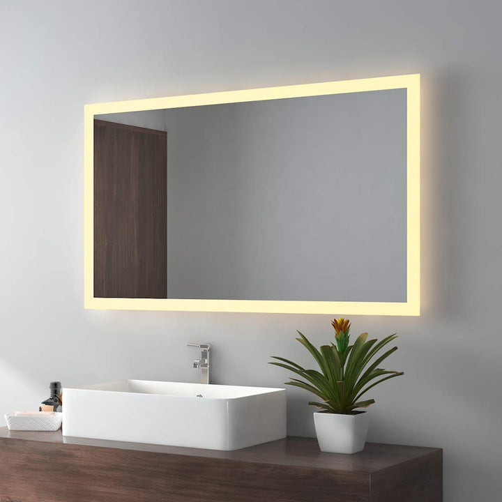 EMKE Badspiegel mit Beleuchtung 100x60cm Badezimmerspiegel mit Beleuchtung Warmweissen Lichtspiegel