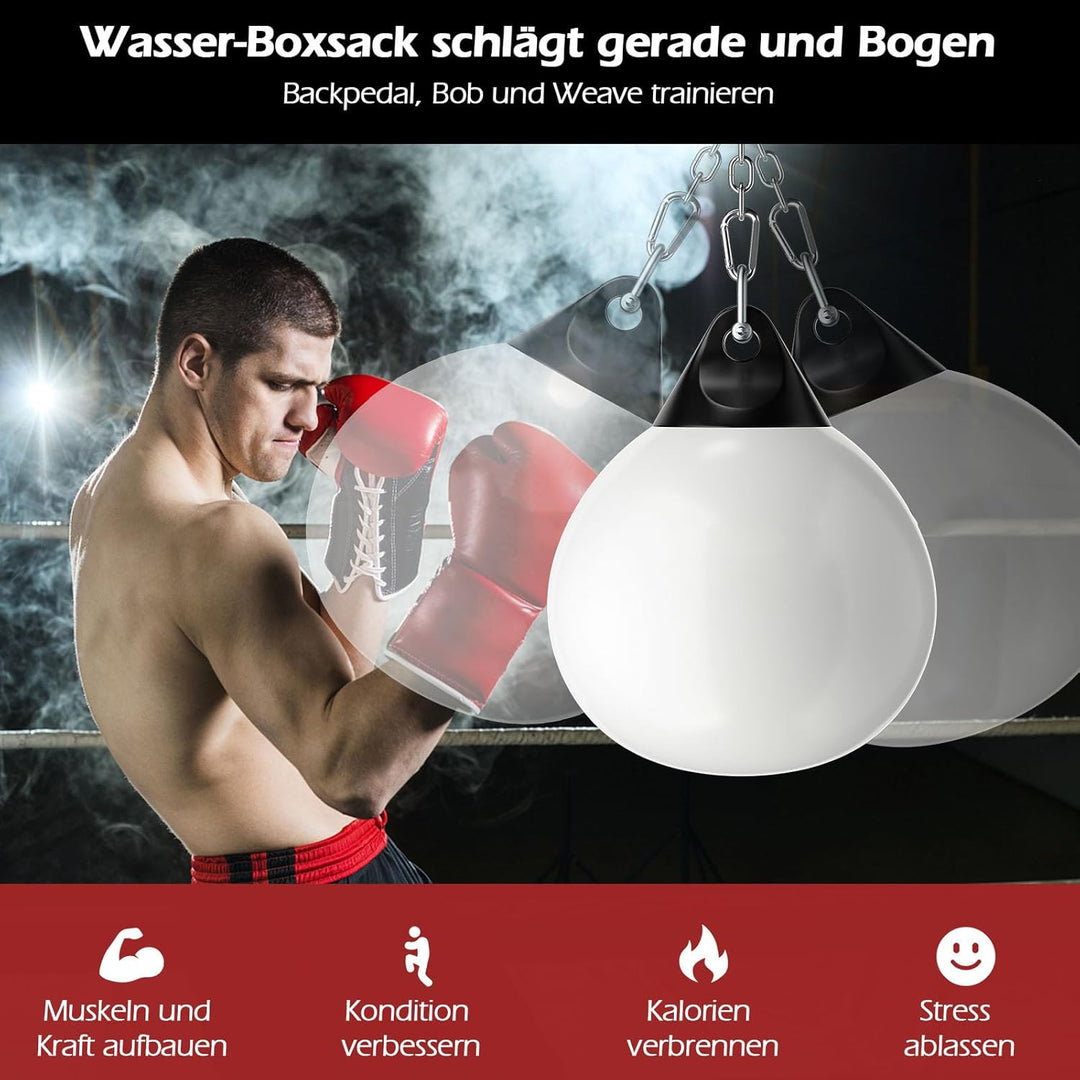 COSTWAY Ø45cm/55cm Wasserboxsack, 50 kg/80kg Boxing Punching Bag mit Verstellbarer Metallkette, Sich