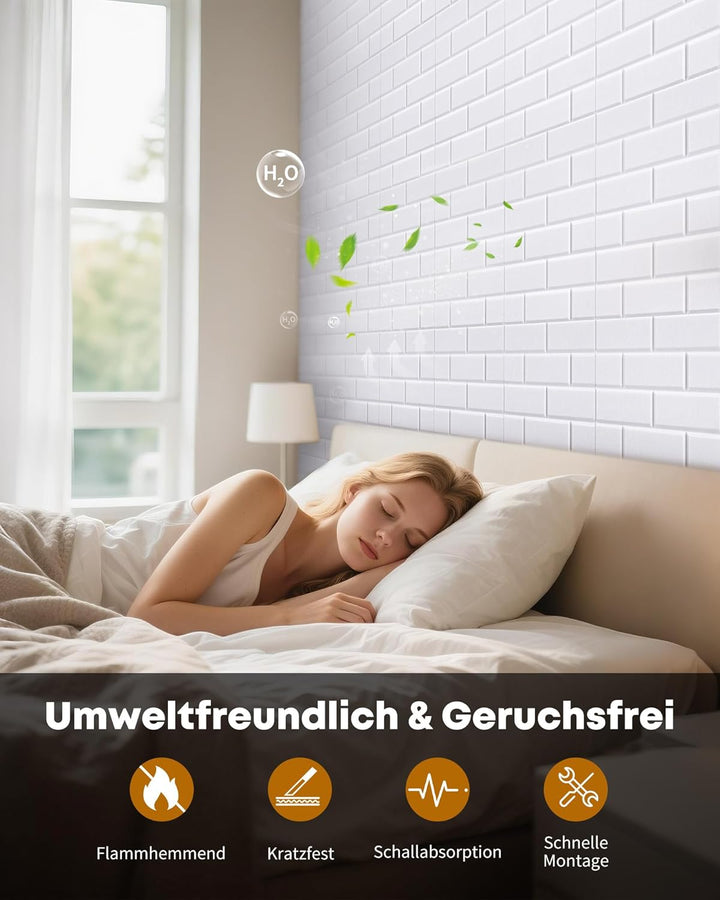 Jamelo 12 Stück Selbstklebende Akustikpaneele, 30x30x0,9cm，3D Hochdichte Ziegelstein-Akustikpaneele，