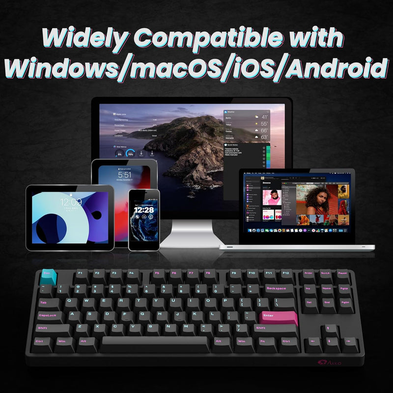 Akko 5087S RGB Mechanische Tastatur Kabelgebundene, 87 Tasten TKL Gaming Keyboard, Unterstützt QMK/V