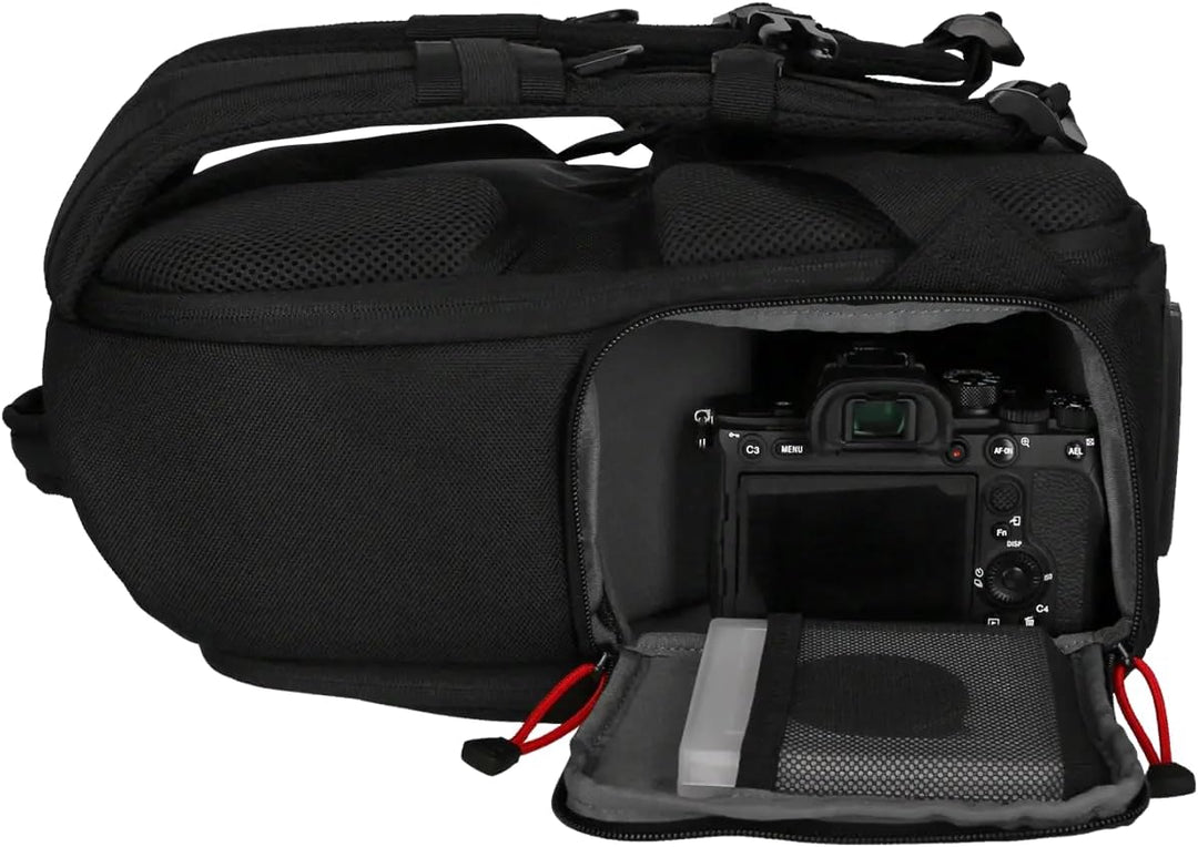 Rollei Fotoliner Ocean Mini: Kompakter Kamerarucksack in Schwarz aus 20 recycleten PET-Flaschen, Han