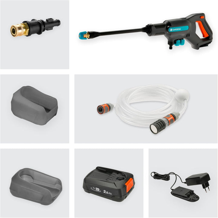 Gardena Akku-Mitteldruckreiniger AquaClean 24/18V P4A Ready-To-Use Set: Akku-Reiniger für den Aussen