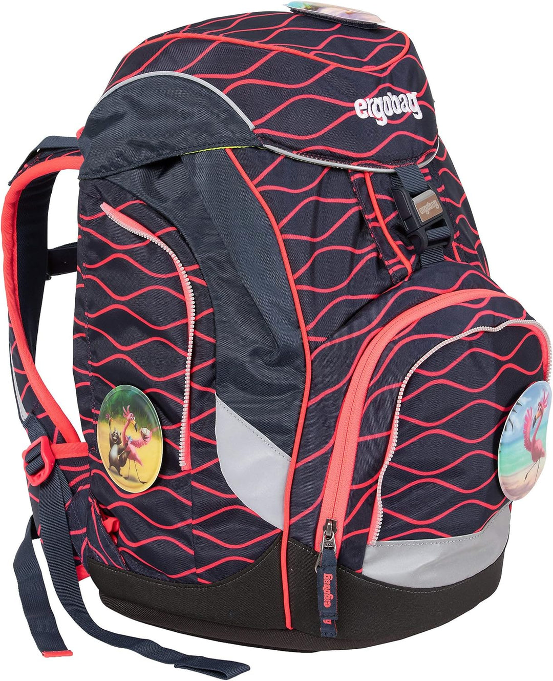 ergobag pack Set ergonomischer Schulrucksack, Set 6-teilig 20 Largo Wellenreitbär - Blau