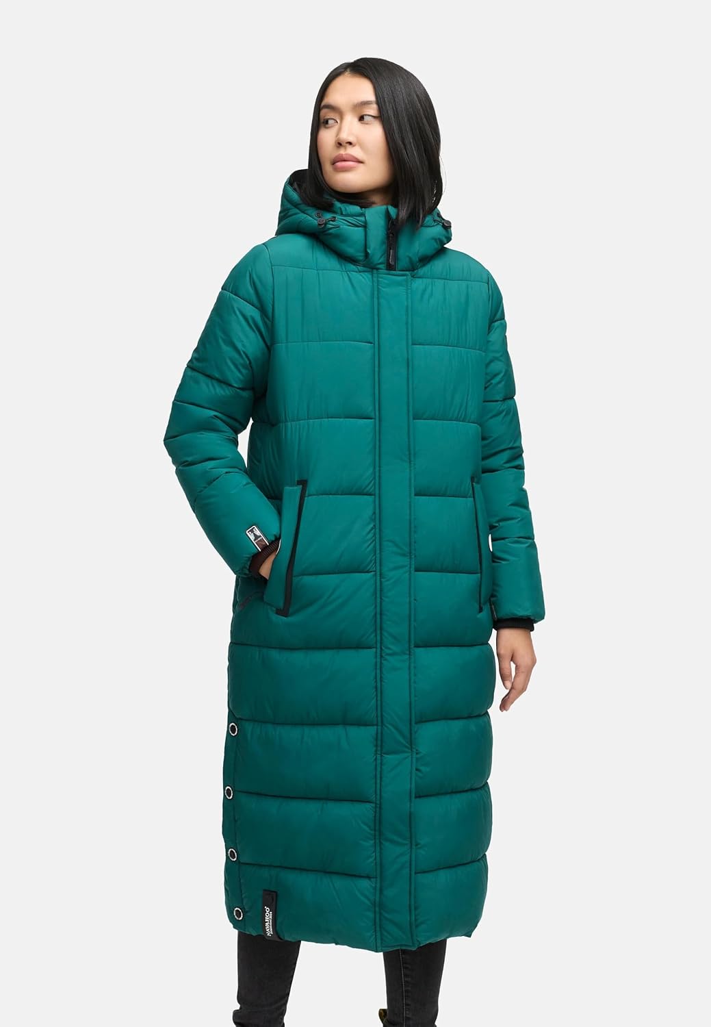 Navahoo Damen Wintermantel warmer Steppmantel lang mit abnehmbarer Kapuze Isalie XS-3XL 3XL Ocean Gr