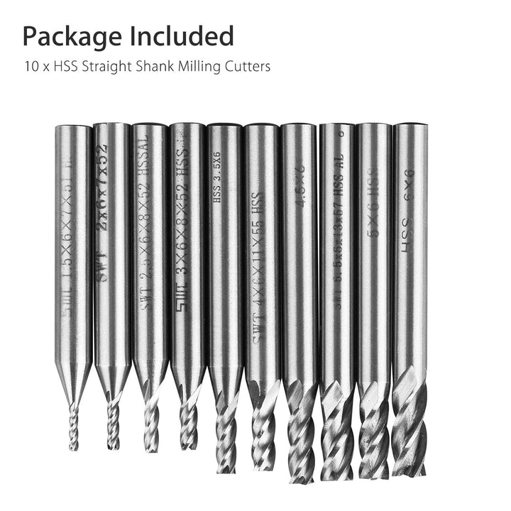 Linkstyle 10 Stück HSS Schaftfräser, 4 Flöte Hartmetall CNC Nutenfräser Metall Fräser Bohrer Set, 1.