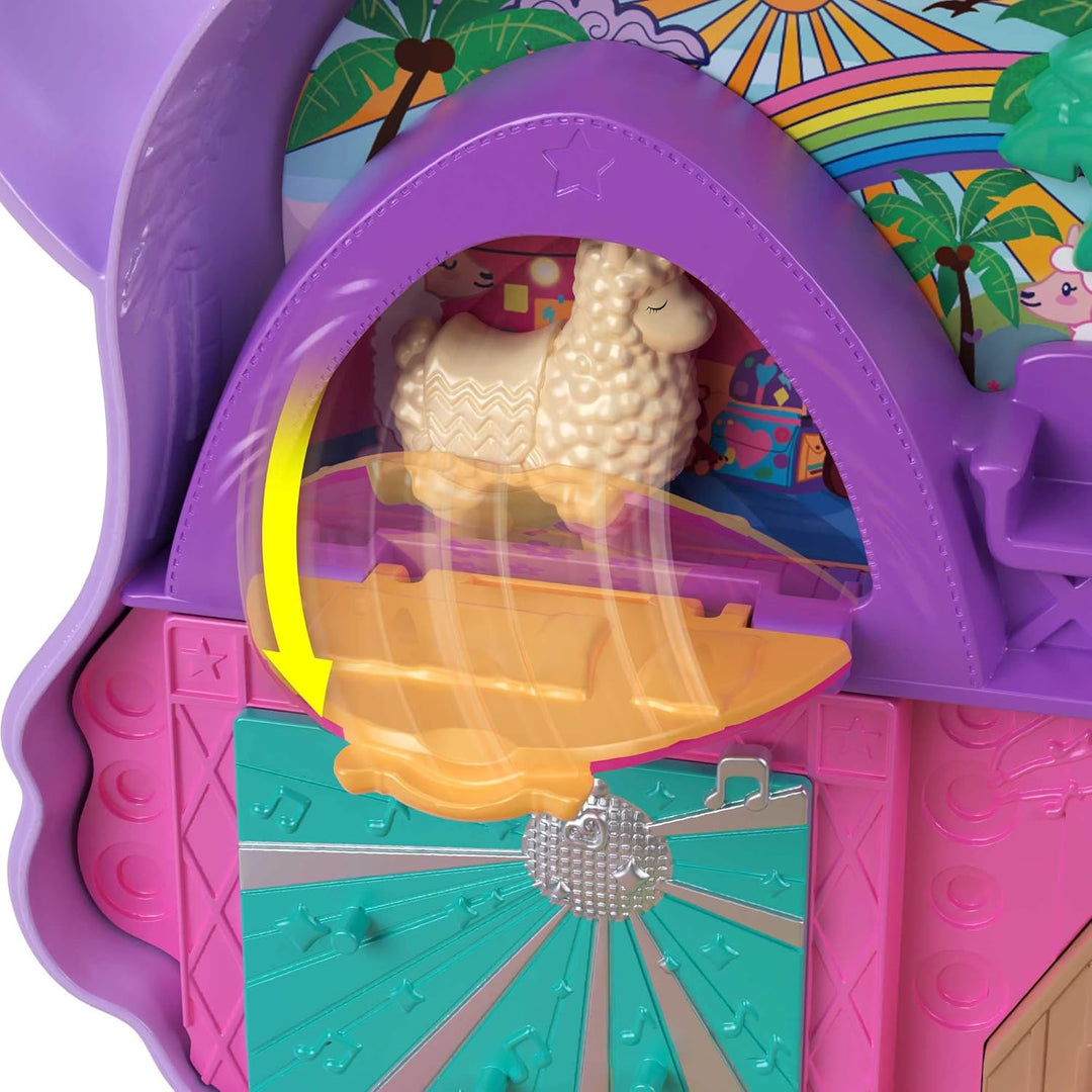 Polly Pocket Camp Abenteuer - Lama Schatulle Spielset mit 2 Puppen, 5 Spielelementen, 13 Accessoires