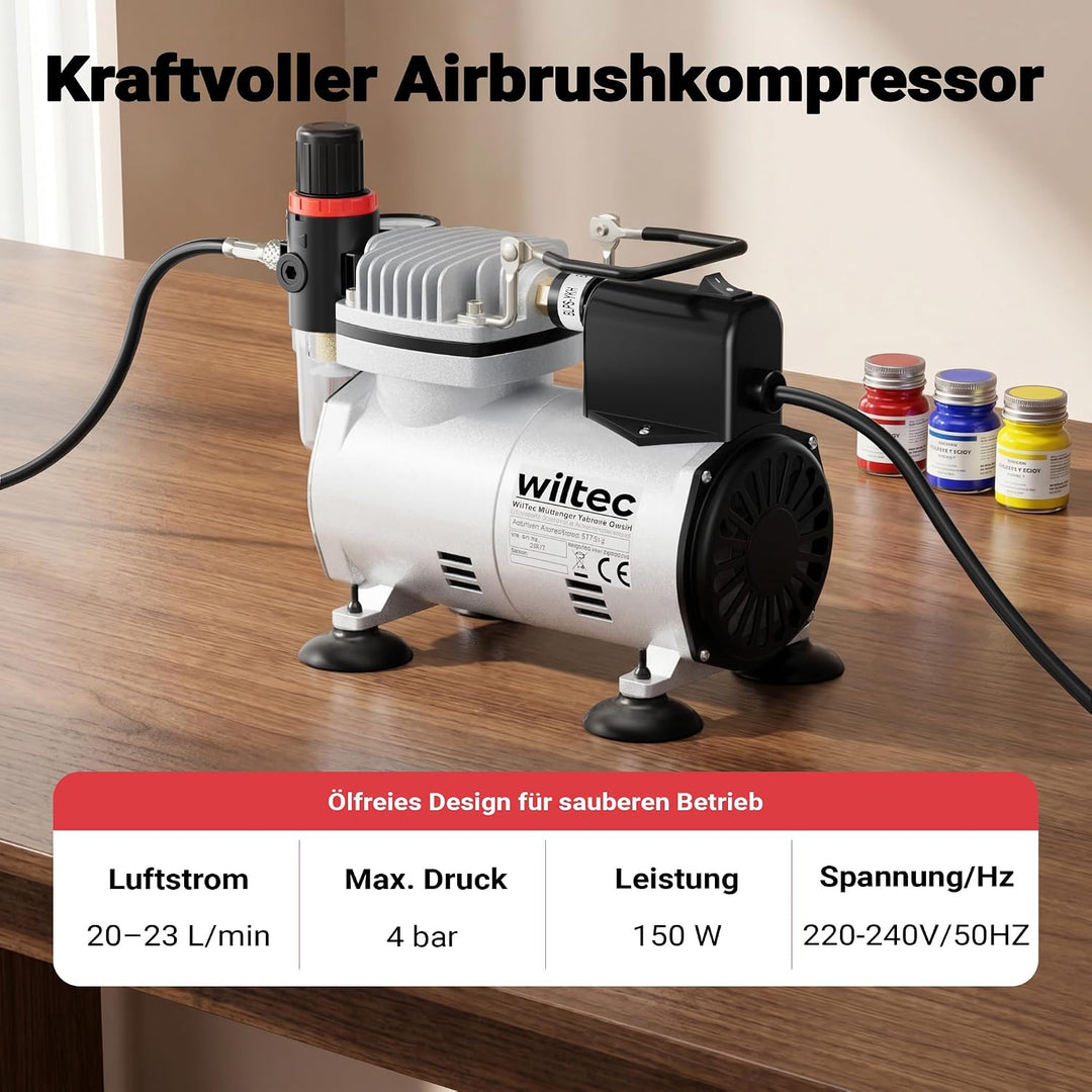 Airbrush Kompressor AF18-2 Membrankompressor 4 bar Abschaltautomatik Manometer