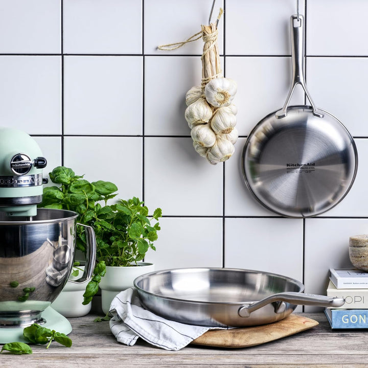 KitchenAid MultiPly 3PLY Stainless Steel PFAS-freier Wok mit Glasdeckel, 28 cm/3,57 L, Dreifach, Mul