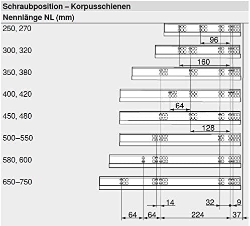 BLUM Tandem Schubladen-Auszug 400mm Vollauszug mit Blumtion (=Softclose); 1 Paar inkl. Kupplung 400