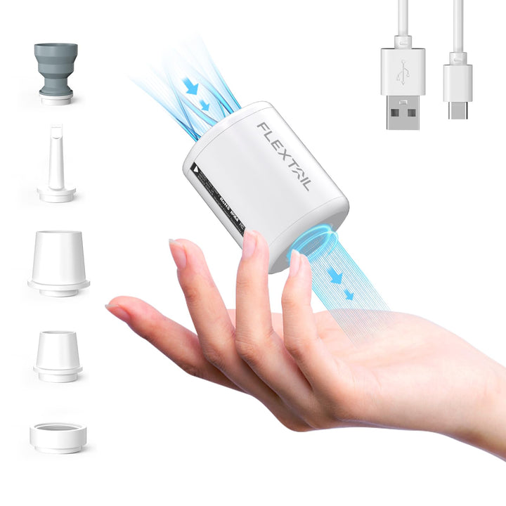 FLEXTAILGEAR Tiny PUMP2 X, Elektrische Luftpumpe mit 1300mAh Akku, Tragbare Kompakte Mini Pumpe USB