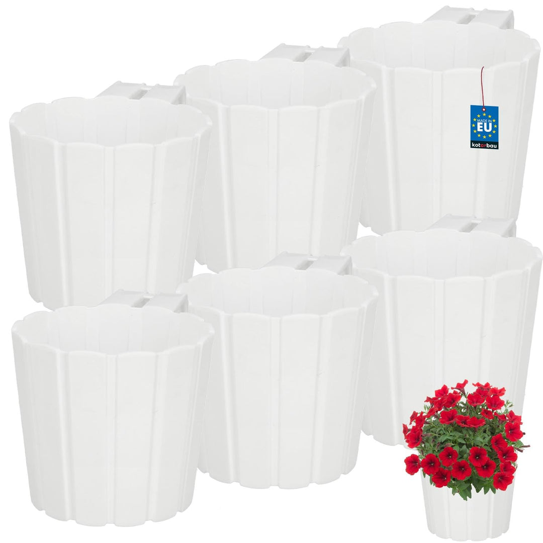 KOTARBAU® 6er Set Blumentopf Hängend - Pflanzkübel - ⌀ 15 cm H: 13 cm Weiss - Übertopf Kunststoff -