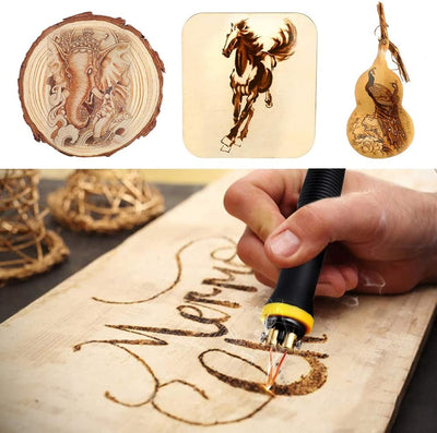 Pyrography Maschine 60W, 0-730°C einstellbare Temperaturregelung Holzverbrennungs Kit 23 Pyrography-