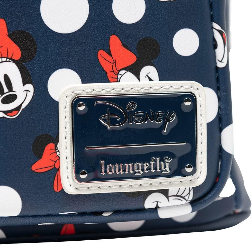 Loungefly Women's Disney Minnie Mouse Polka Dot Blue Double Strap Shoulder Bag Purse