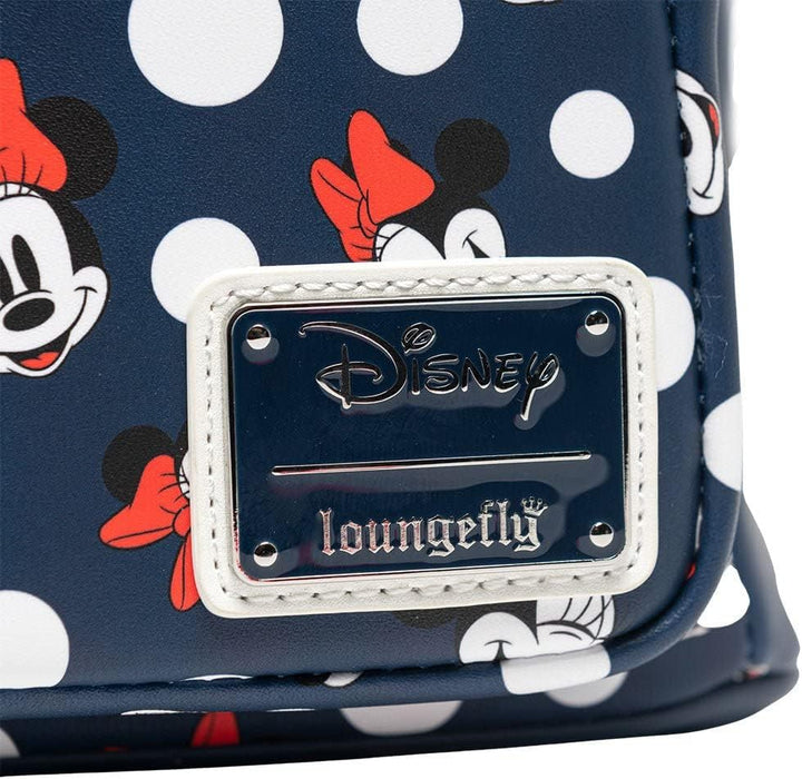 Loungefly Women's Disney Minnie Mouse Polka Dot Blue Double Strap Shoulder Bag Purse