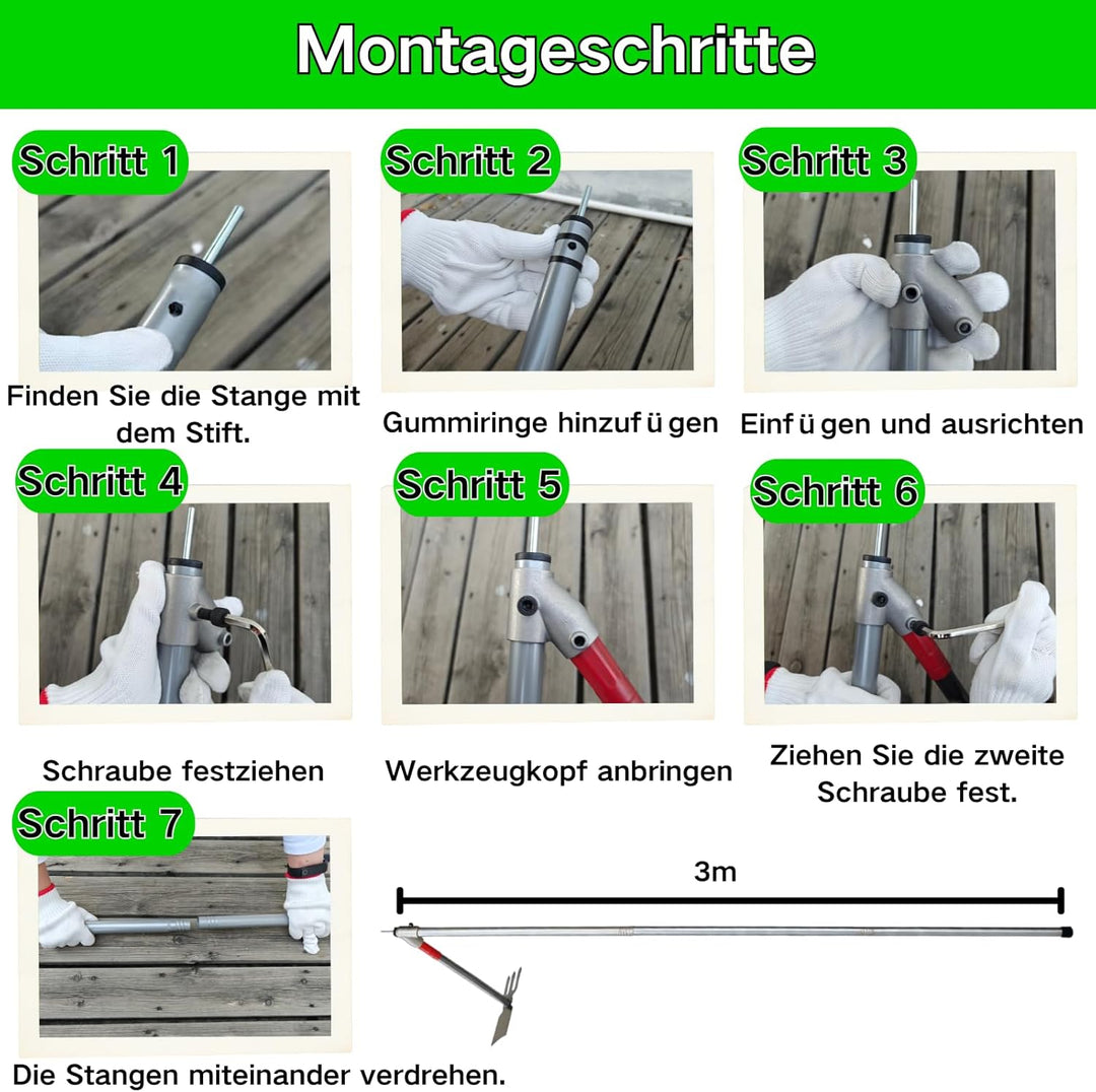 BeGrit Dachrinnenreiniger Dachrinnen Reiniger 3m Ausziehbar Teleskopstiel mit Dachrinnenschaufel ent