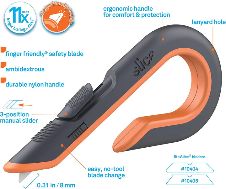 Slice 10400 400 | Sicherheits-Kartonmesser - Safety Cutter | Keramik-Sicherheitsklinge, beidhändig n