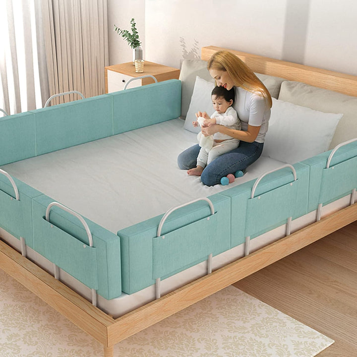 SUBTLETY 50cm Baby Bettgitter mit Leinen Softpack 5-Loch Höhenverstellbar Rausfallschutz Kinderbettg