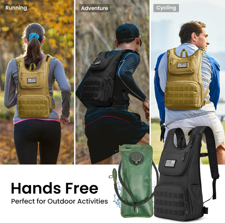 G4Free Militär Trinkrucksack Rucksäck mit 2L Verbesserter Blase Trinkblasen Wanderrucksäcke für Wand