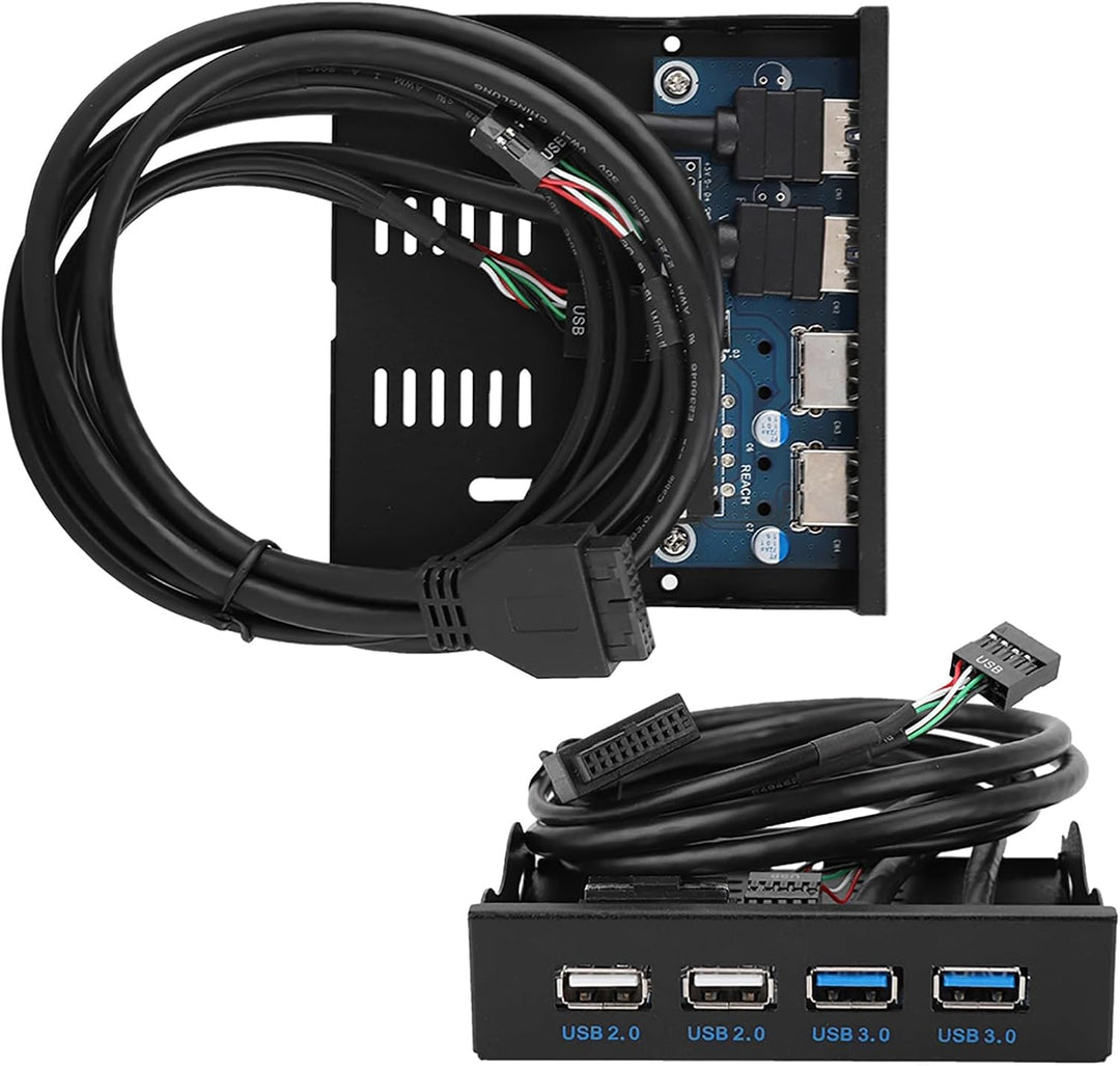 ASHATA USB 3.0 Frontpanel Adapter - Hochgeschwindigkeits-Multifunktions-Hub Mit 4 Ports (USB 3.0 + 2