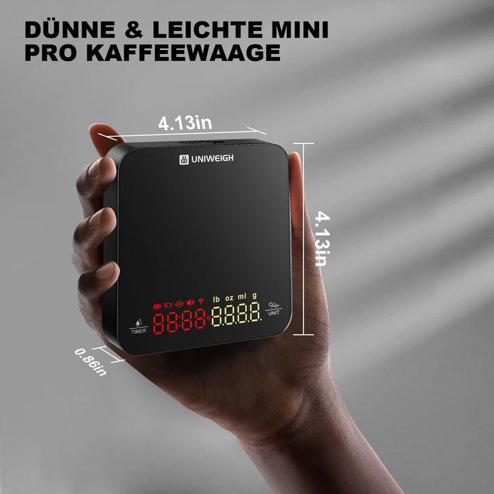 Mini-Kaffeewaage mit Timer, Wiederaufladbare Espresso Waage, 2kg/0,1g Präzisionswaage für Espresso &