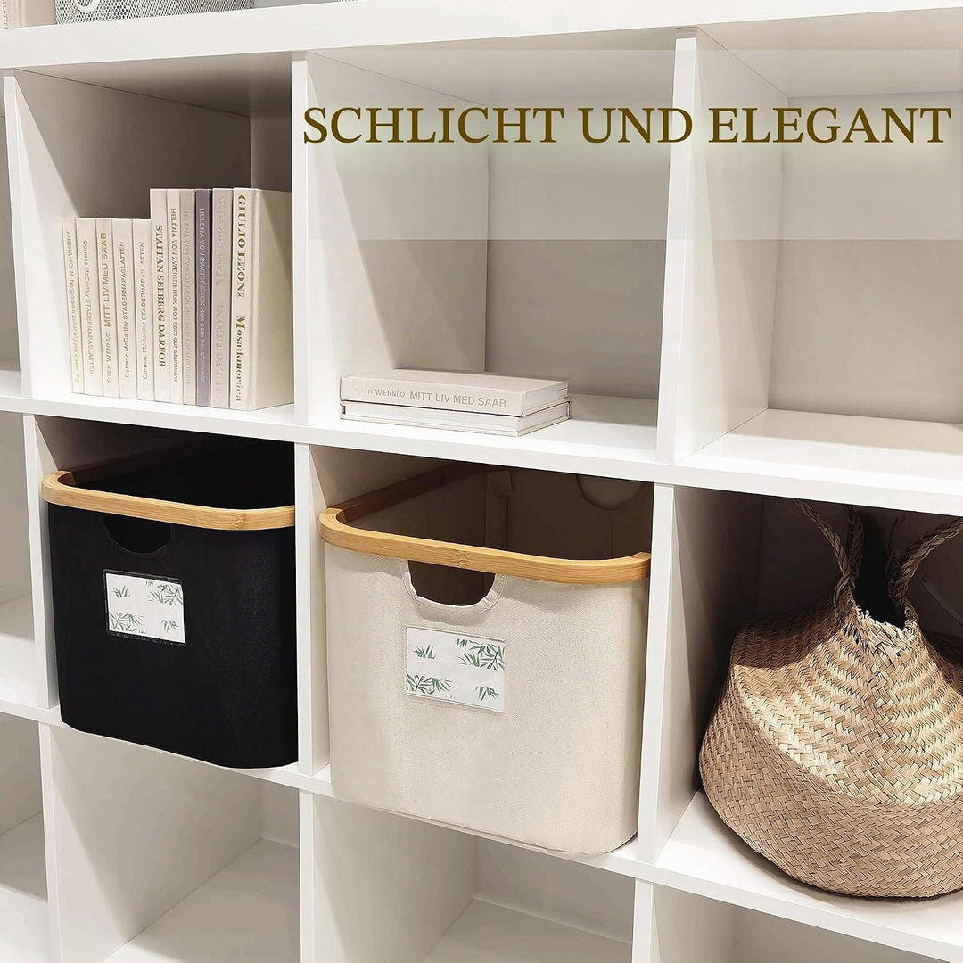 DAKCOS Aufbewahrungskorb Wäschekorb Aufbewahrungsboxen aus Bambus- Stoffboxen Kisten faltbare Körbe;
