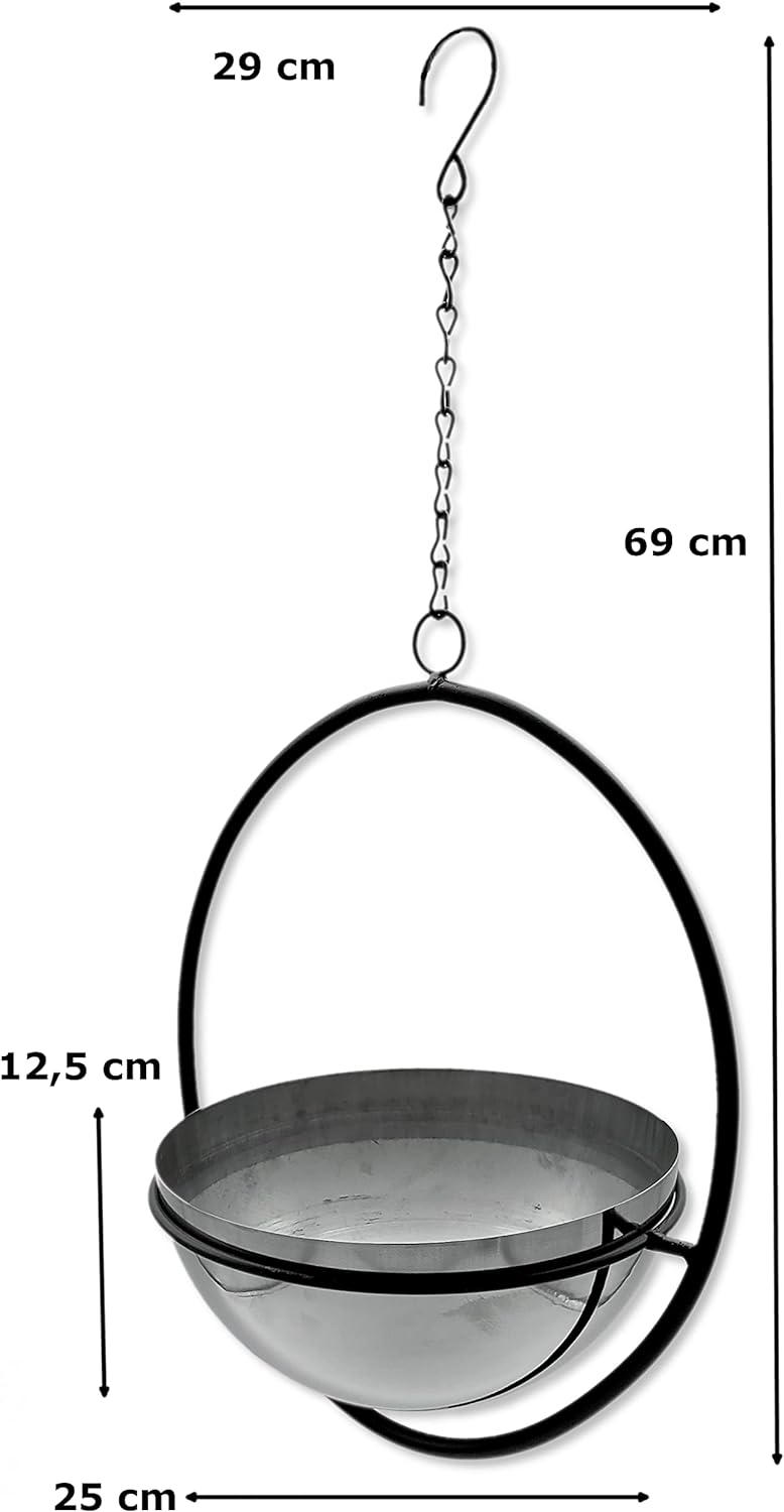 DARO DEKO Metall Blumen-Ampel mit Rahmen schwarz Silber 29 x 69cm Blumentopf hängend Hängeampel, 29
