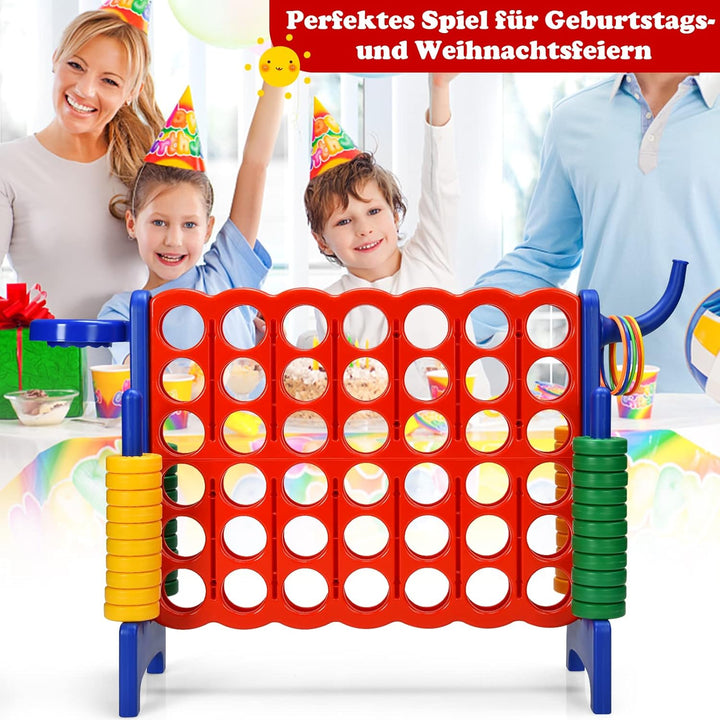 GOPLUS Riesiges 4 Gewinnt Spiel, Strategiespiel mit 42 Ringen, Basketballkorb & Wurfspiel & Schnells