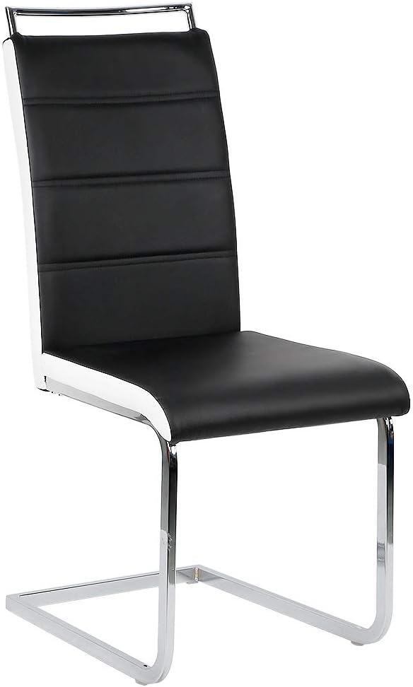 Esszimmerstuhl mit Hoher Rückenlehne, 2-er Set, Schwingstuhl Set, Schwarz + Weiss Schwarz + Weiss 2-