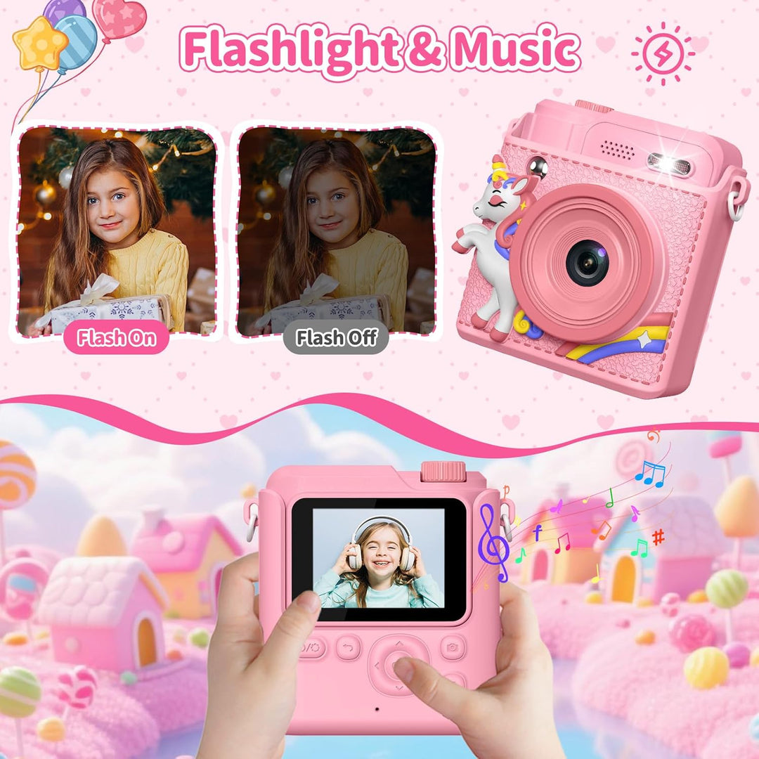 Gofunly Sofortbildkamera Kinder, 1080P HD Kinderkamera Sofortbildkamera mit 32GB Karte & DruckerPapi