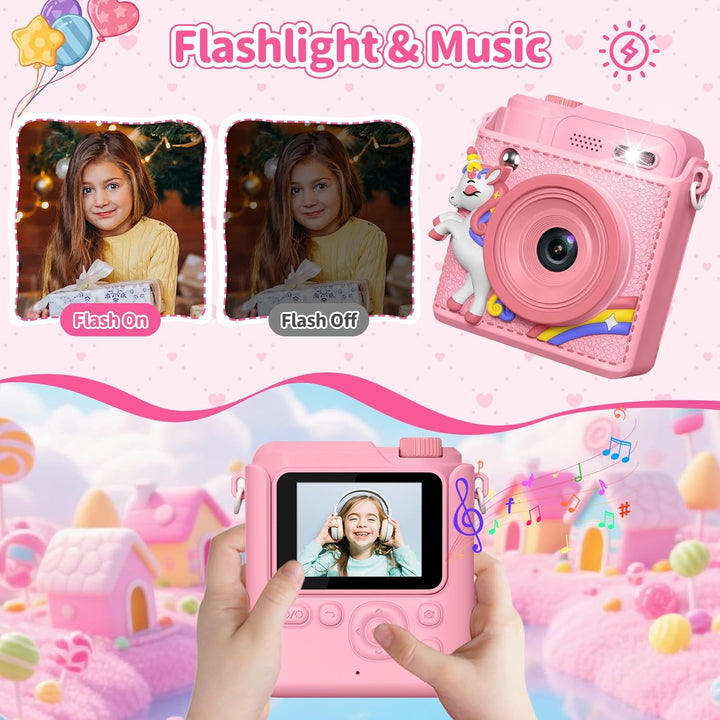 Gofunly Sofortbildkamera Kinder, 1080P HD Kinderkamera Sofortbildkamera mit 32GB Karte & DruckerPapi