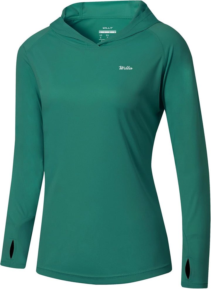 WILLIT Damen UPF 50+ Sonnenschutz Hoodie SPF Shirt Langarm Wandern Angeln Outdoor Shirt Leichter Hoo