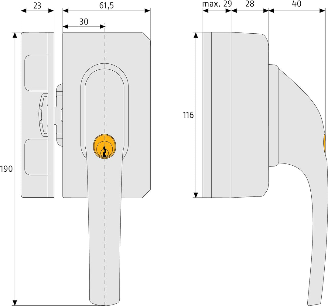 ABUS Fenster-Zusatzsicherung FO500N AL0145 - Fensterschloss mit Druckzylinder, gleichschliessend - A