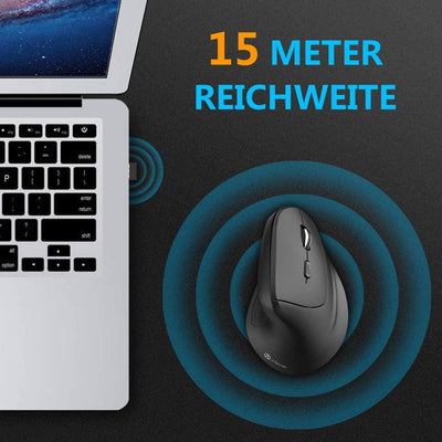 iClever Ergonomische Maus Kabellos, 2.4G Wireless Vertikale Maus Ergonomisch mit 6 Tasten,1000/1600/