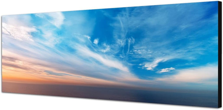 Paul Sinus Art Panoramabild auf Leinwand und Keilrahmen 150x50cm Himmel Wolkenschleier Sonnenunterga