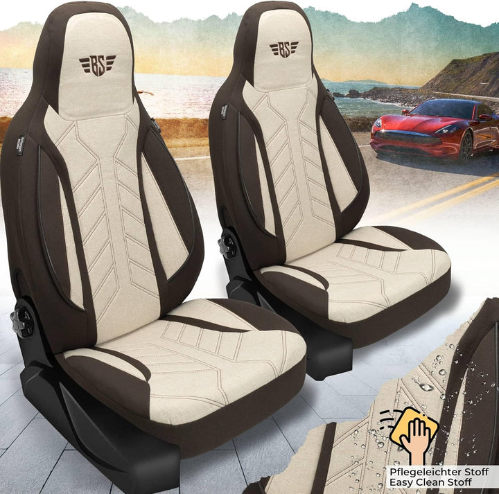 BREMER SITZBEZÜGE Mass Sitzbezüge Schonbezüge für Skoda Fabia 2 PLKT210 PLKT210 - Braun/Beige Fabia