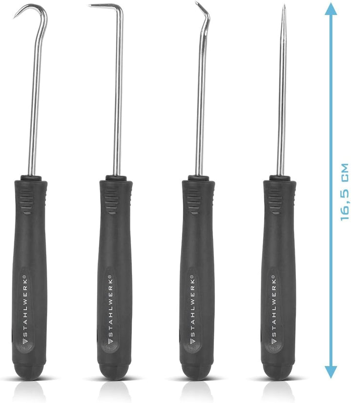 STAHLWERK Haken-Werkzeug-Set 8-teilig | Haken-Satz | Nadelhaken | Dichtungshaken | Pick-Set | Präzis