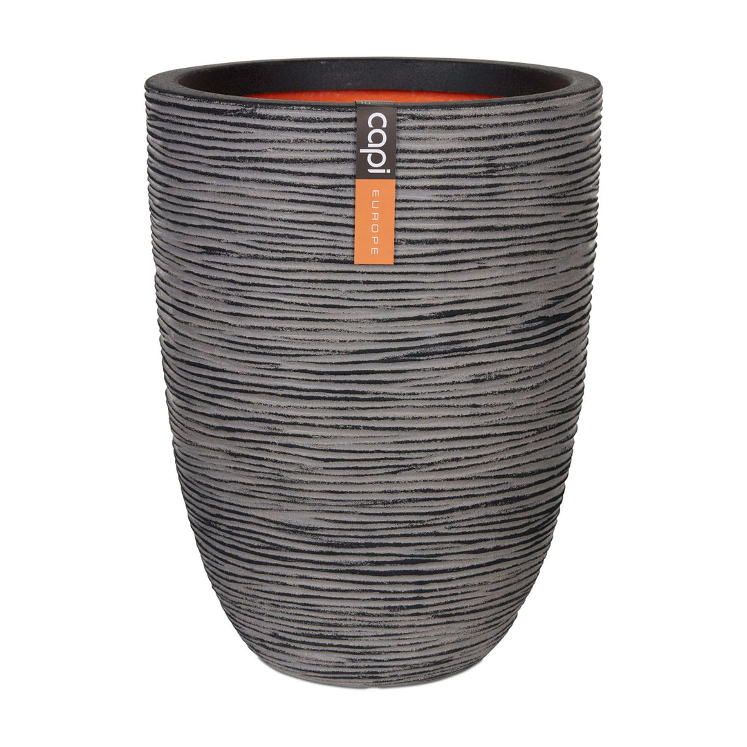 Capi Europe - Gefäss elegant niedrig Rib NL - 46x58 - Anthrazit - Öffnung Ø38 - Blumentopf für den I