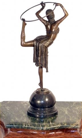 Kunst & Ambiente - Art Déco Tänzerin mit Reif - signiert - Demetre Haralamb Chiparus - Bronzefigur a
